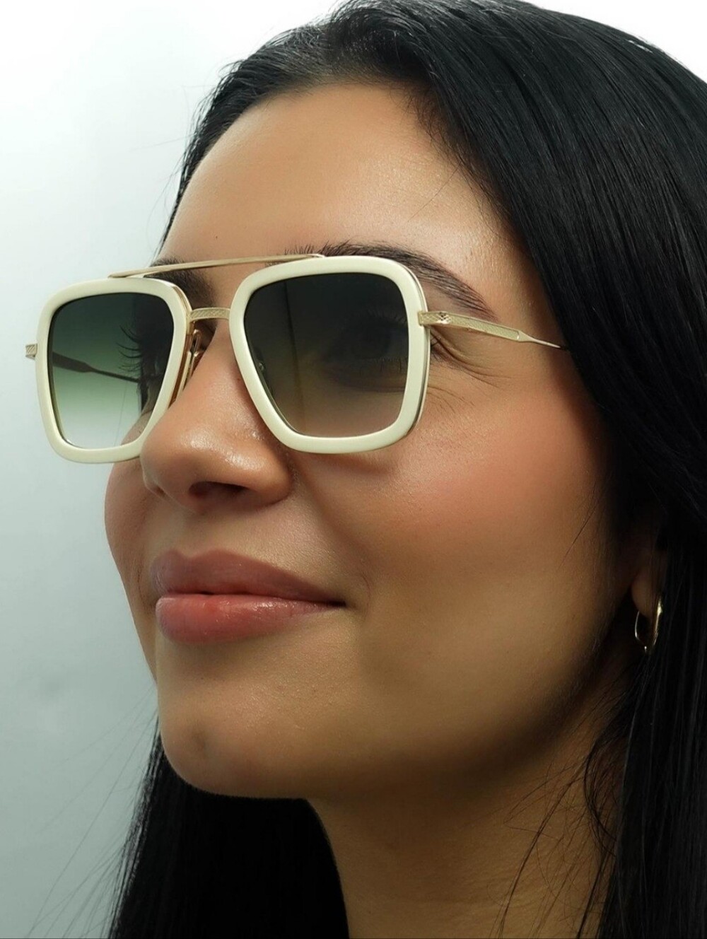 New Ivory Frame Gradient Lens Sunglasses